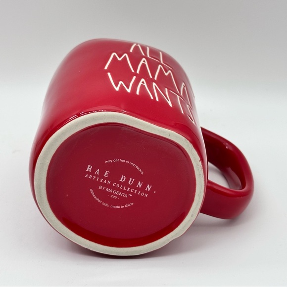 Rae Dunn ALL MAMA WANTS IS A SILENT NIGHT Holiday Christmas Ceramic Red Mug - Picture 6 of 6